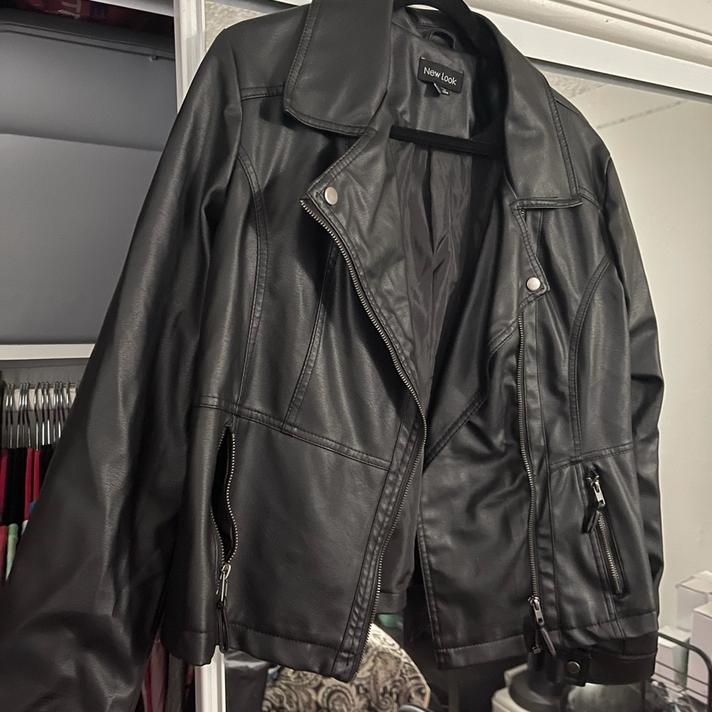 Faux leather motorcycle jacket